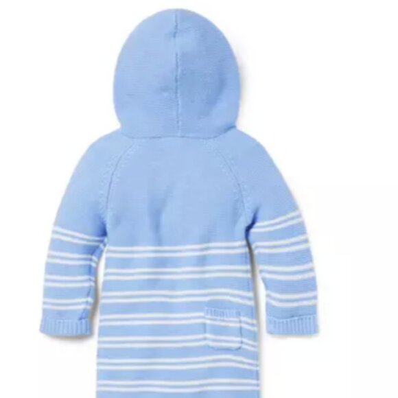 JANIE AND JACK BABY STRIPED BEAR EAR HOODED ONE-PIECE - Picture 2 of 4